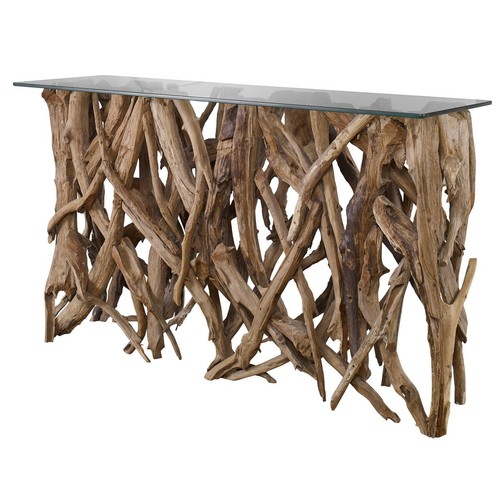 Teak wood console - wood,